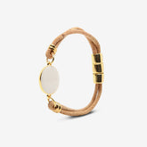 Bracelet in Natural Cork with White and Gold Medal
